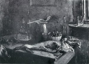 蛋糕静物，黑线鳕和牛肉面 作者 洛维斯·科林斯（Lovis Corinth）